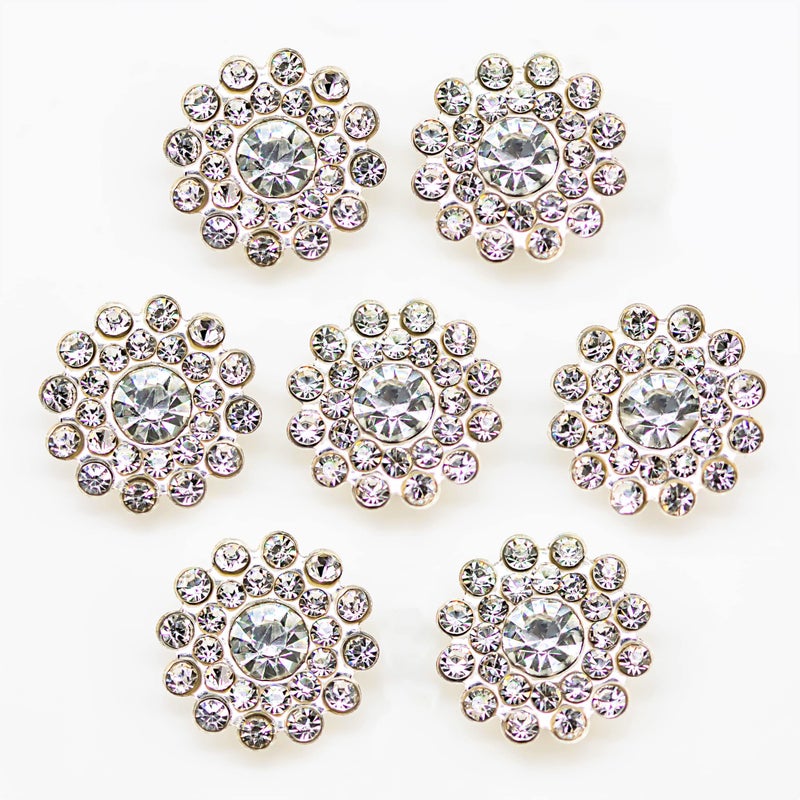 Builcker 50 PCS Rhinestone Embellishments Crystal Decoration Brooch Button Flatback DIY Handicraft Accessories Craft for Flower Headband Dress Accessory 14mm (White Silver Bottom) - Image 2